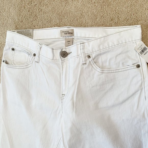 Long & Lean White Jeans w/ Tan stitching - Picture 4 of 7